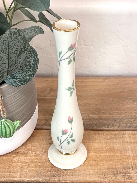 Lenox Other - Vintage Lenox Rose Manor Fine Ivory China Bud Vase Gold Trim